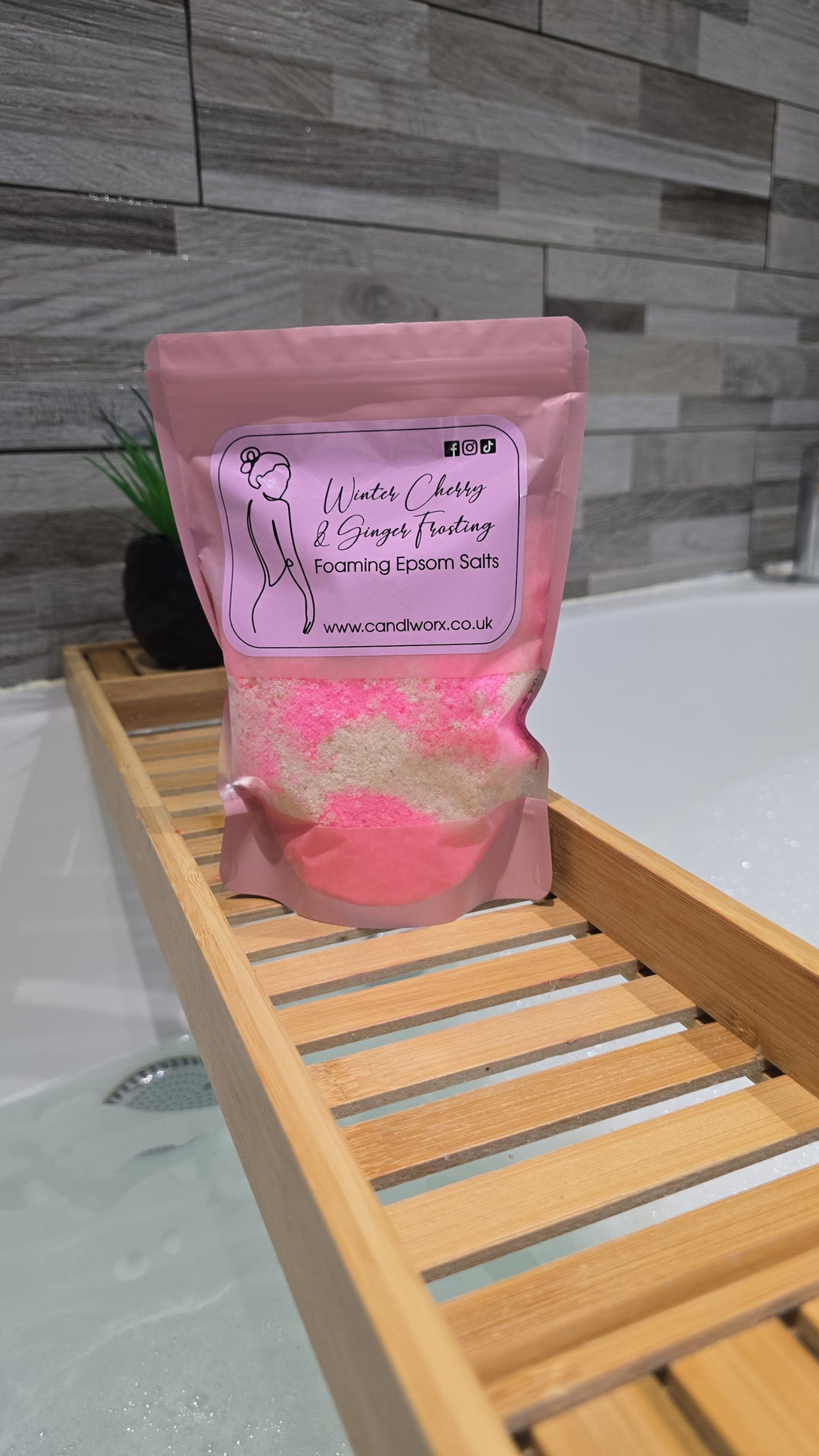 Winter Cherry & Ginger Frosting Epsom bath salts